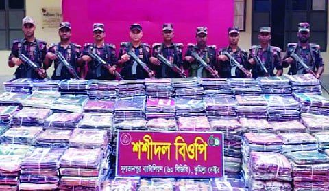 BGB seizes smuggled Indian sarees worth taka 1.7 crore in Cumilla