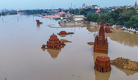 Flood-affected areas in Bihar as rivers continue to flow above danger levels. PTI photo