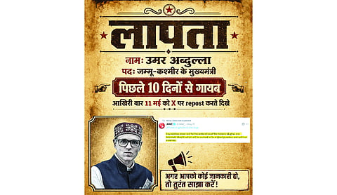 BJP circulates posters of missing J&K CM Omar Abdullah