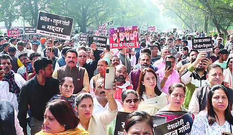 BJP workers detained after protest at Congress HQ