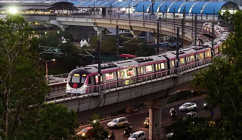 File photo: A Delhi Metro train in Delhi. (PTI Photo)