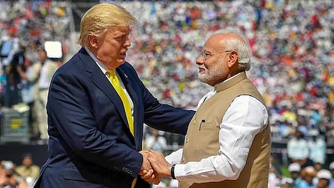 Representational image: US President Donald Trump and Prime Minister Narendra Modi shake hands.
