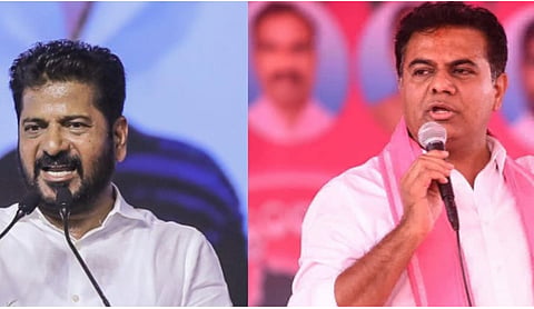 Telangana CM A Revanth Reddy and BRS working president KTR. PTI image