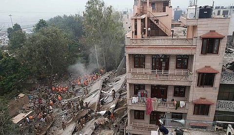 File photo: The site of the building collapse in South Delhi's Satya Niketan area. (PTI Photo)