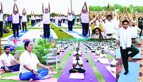 Delhi practices yoga together on International Yoga Day