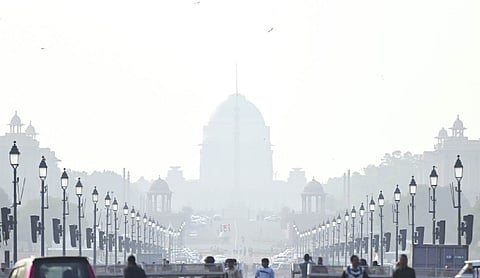 Dense fog envelops city