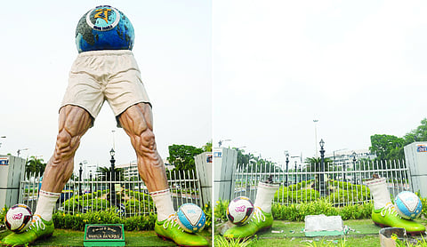 Football-theme sculpture at Salt Lake stadium razed