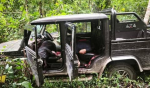 Bodies of four Naga civilians killed in an ambush in Manipur’s Kangpokpi district. PTI photo