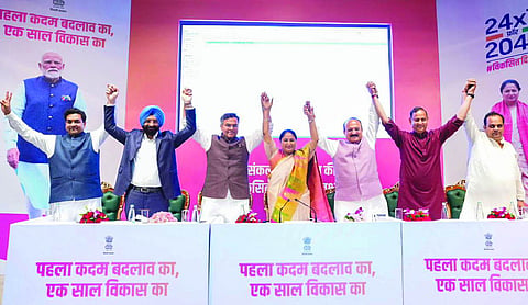 From posters to performance: CM Rekha targets past regimes