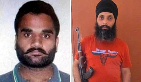 Gangster Goldy Brar (left) and Khalistani separatist Hardeep Singh Nijjar (right).