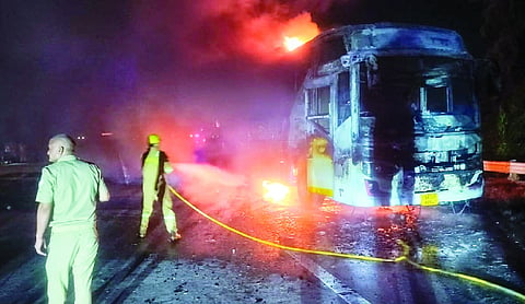 Grief at Noida mortuary after bus fire kills nine, six victims identified