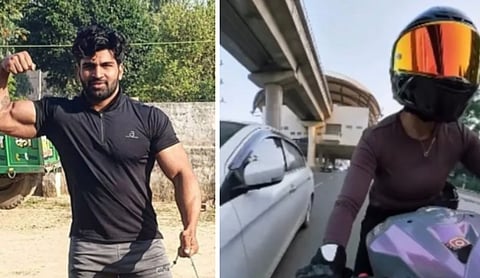 Kalyan Bainsla and woman biker Shivani Chauhan, who identifies herself as Sia, in the Gurugram hit-and-run case.