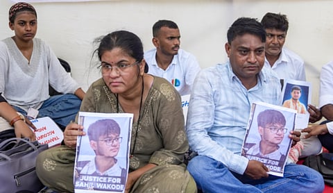 Parents of Sahil Wakode. PTI image.