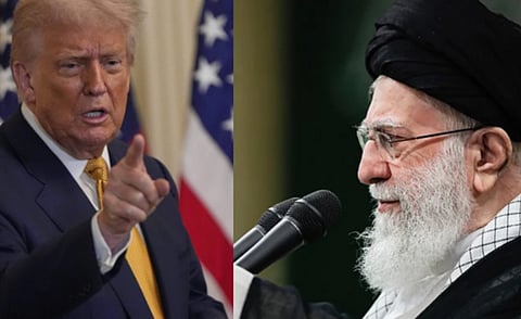 US President Donald Trump and Iran Supreme Leader Motjaba Khamenei. File photo