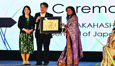 Japan honours Hyderabad-based Ikebanist Nirmala Agarwal for promoting India-Japan friendship