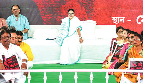 Mamata stages sit-in protest over voter roll deletions ahead of polls
