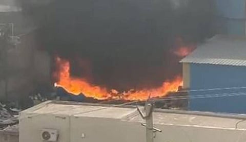 Massive Fire Breaks Out at Plastic Waste Plant Near Dwarka Expressway in Gurugram