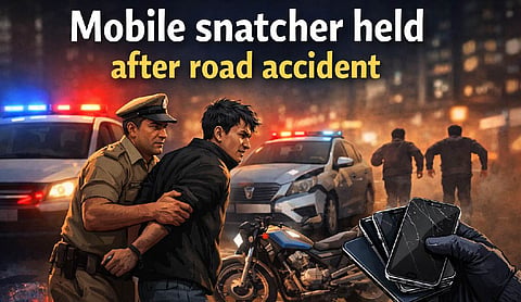 Mobile snatcher held after road accident