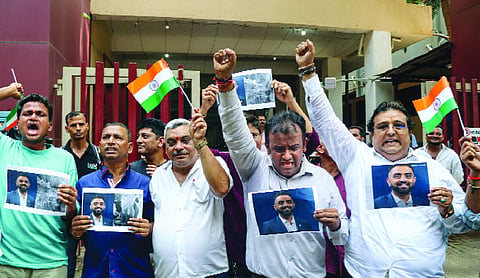 Mumbaikars gather outside pilot Smit Machchhar’s home