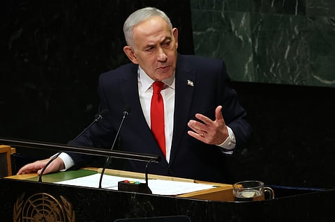 File photo: Israeli Prime Minister Benjamin Netanyahu speaks at the United Nations General Assembly. (AP Photo via PTI)