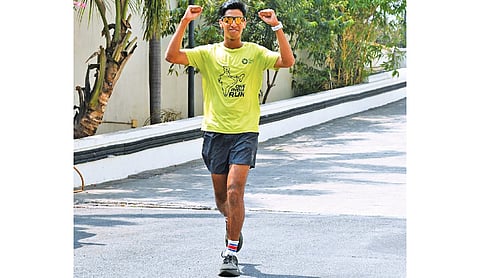 Om Satija attempts to run the length of India