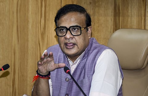 File photo: Assam Chief Minister Himanta Biswa Sarma addresses the media after a cabinet meeting, GUWAHATI. (PTI Photo)