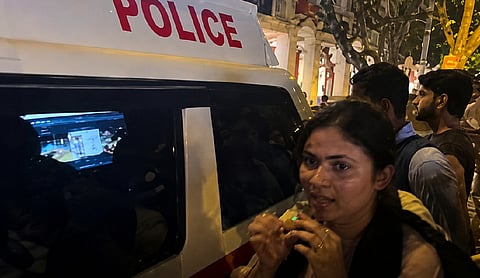 Screengrab from a video showing Delhi Police using FTR at protest location