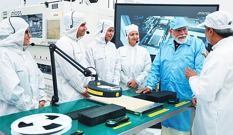 PM Narendra Modi inaugurates semiconductor plant at Sanand