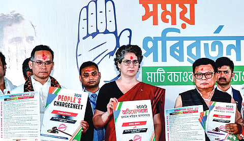 Priyanka releases Assam Congress ‘charge sheet’ against BJP Govt