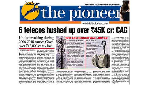 Six telecom companies hushed up over Rs. 45000 cr : CAG