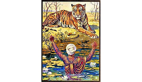 Table with Moral - The Tiger and the Traveller (Hitopadesha)