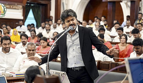File photo: Tamil Nadu Chief Minister C Joseph Vijay addresses the Legislative Assembly in Chennai on Sept 7, 2026. (@CMOTamilnadu/X via PTI Photo), CHENNAI. (PTI Photo)