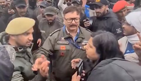 The woman seen arguing with security personnel in the viral Kargil video. Image source: (Screengrabs/X)
