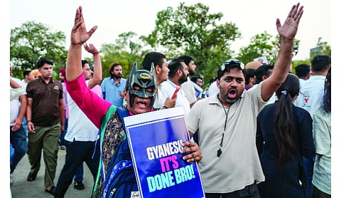 Youth Congress workers in Batman masks detained amid heavy barricading