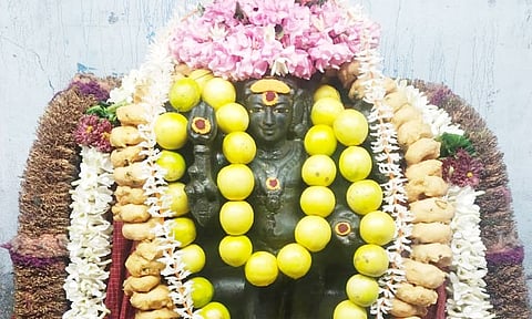 நன்செய் புகளூர் சிவன் கோவிலில் சிறப்பு அலங்காரத்தில் காலபைரவர்