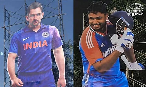 கேரளாவில் தோனி, சஞ்சு சாம்சனுக்கு பிரமாண்ட கட் அவுட்