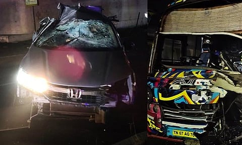 கடலூர்: சுற்றுலா பஸ் மீது கார் மோதி கோர விபத்து - கல்லூரி மாணவர்கள் 3 பேர் பலி