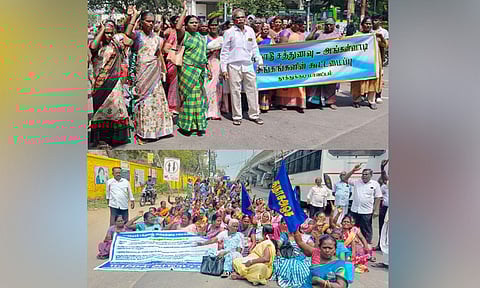 தூத்துக்குடி, நெல்லையில் சத்துணவு ஊழியர்கள் சாலை மறியல்: நூற்றுக்கணக்கானோர் கைது