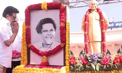 கலைவாணர் என்.எஸ்.கிருஷ்ணன் சிலையை திறந்து வைத்தார் முதல்-அமைச்சர் மு.க.ஸ்டாலின்