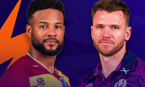 டி20 உலகக் கோப்பை: வெஸ்ட் இண்டீஸ் அணிக்கு எதிராக ஸ்காட்லாந்து பந்துவீச்சு தேர்வு