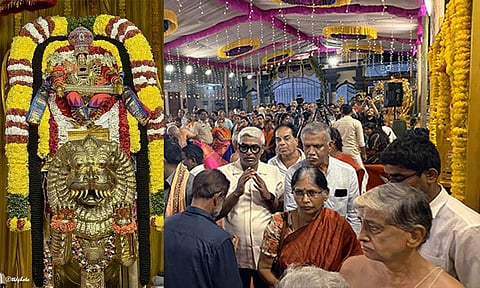 சிம்ம வாகனத்தில் எழுந்தருளிய பத்மாவதி தாயாரை வழிபட்ட பக்தர்கள்