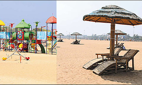 சென்னை மெரினாவில் 2-ம் கட்ட நீலக்கொடி கடற்கரை திட்டப் பணிகள் விறுவிறுப்பு