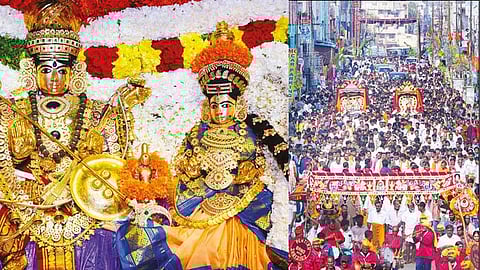 திரளான பக்தர்களுடன் கிரிவலம் சென்ற ஸ்ரீகாளஹஸ்தீஸ்வரர், ஞானப்பிரசுனாம்பிகை