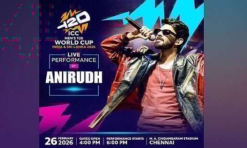 சென்னை சேப்பாக்கம் மைதானத்தில் அனிருத்தின் இசை நிகழ்ச்சி - ஐசிசி அறிவிப்பு