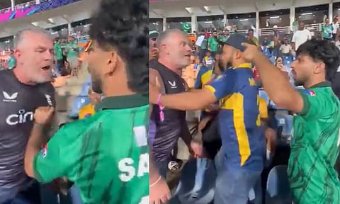 பாகிஸ்தான்-இங்கிலாந்து போட்டியில் மோதிக்கொண்ட ரசிகர்கள் - வீடியோ வைரல்