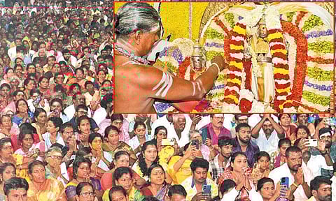 திருக்கல்யாண நிகழ்வில் பங்கேற்று தரிசனம் செய்த பக்தர்கள்