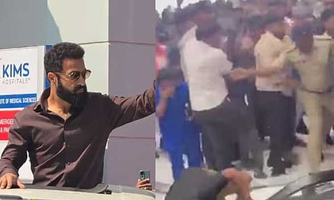 நடிகர் ஜுனியர் என்.டி.ஆரை பார்க்க முண்டியடித்த ரசிகர்கள்: போலீஸ் தடியடி