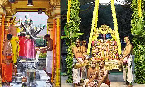 அன்னமாச்சாரியார் சிலைக்கு அபிஷேகம் மற்றும் மலையப்ப சுவாமி ஊஞ்சல் சேவை