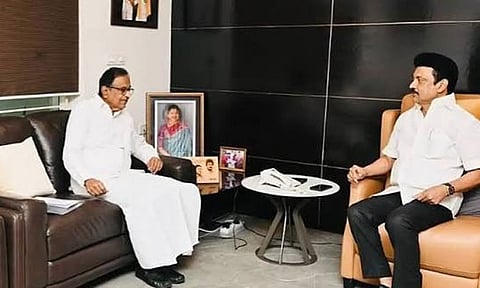 புதுச்சேரியில் கூட்டணி இழுபறி: முதல்-அமைச்சர் மு.க.ஸ்டாலினுடன் ப.சிதம்பரம் சந்திப்பு