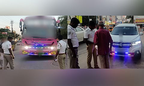 தூத்துக்குடியில் தனியார் வாகனங்களில் ஸ்ட்ரோப் விளக்குகள் அகற்றம்: போலீசார் அதிரடி